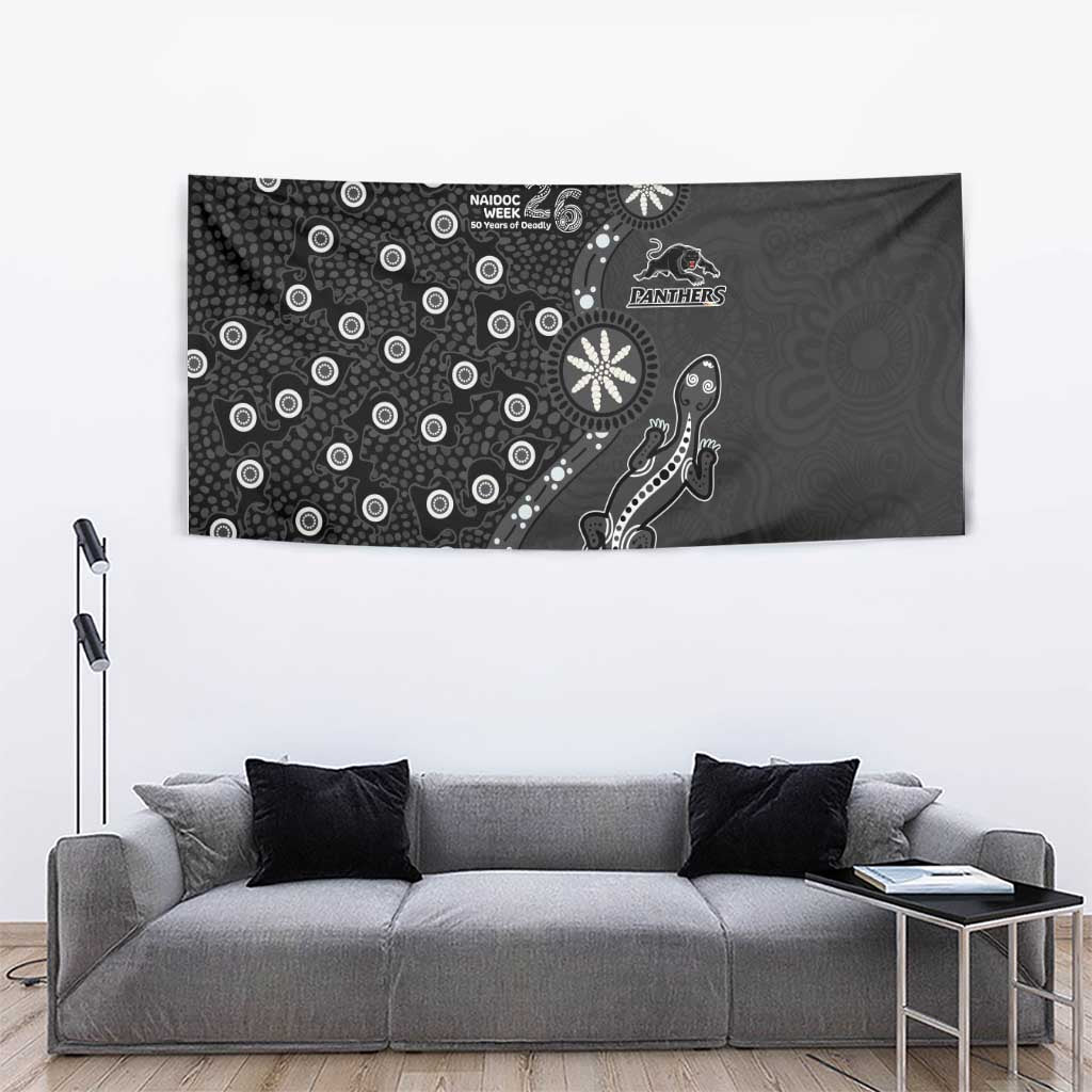 Penrith Panthers NAIDOC Week 2026 Tapestry Aboriginal Lizard Dot Painting - 50 Years of Deadly