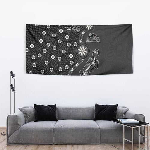 Penrith Panthers NAIDOC Week 2026 Tapestry Aboriginal Lizard Dot Painting - 50 Years of Deadly