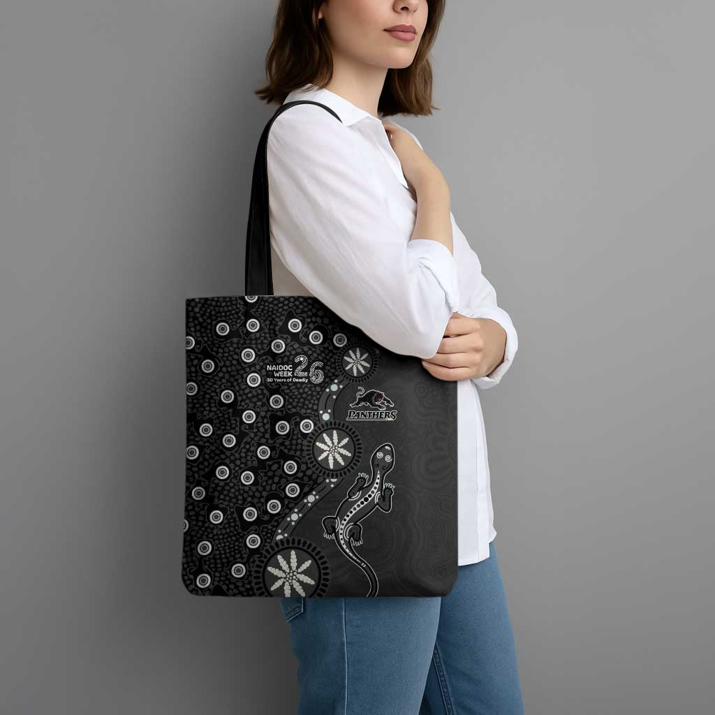 Penrith Panthers NAIDOC Week 2026 Tote Bag Aboriginal Lizard Dot Painting - 50 Years of Deadly