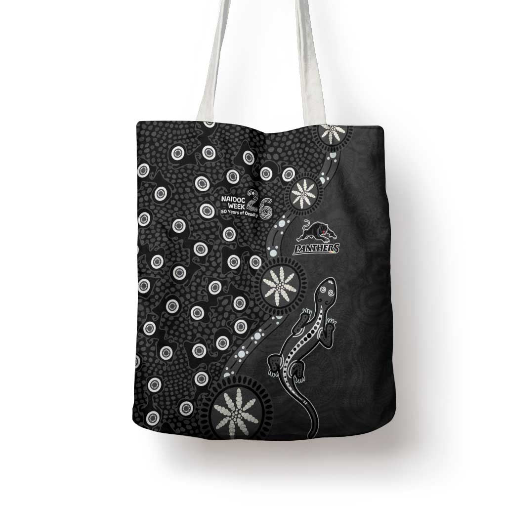Penrith Panthers NAIDOC Week 2026 Tote Bag Aboriginal Lizard Dot Painting - 50 Years of Deadly