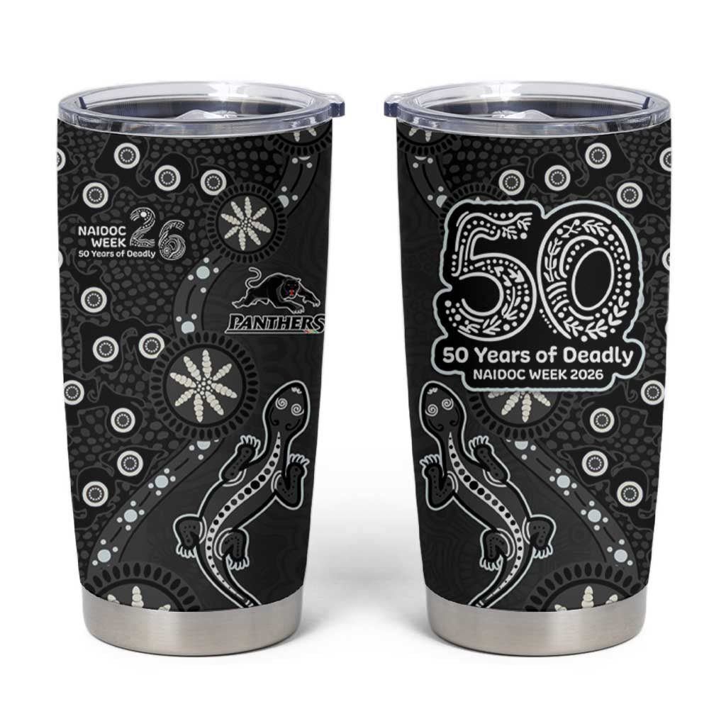 Penrith Panthers NAIDOC Week 2026 Tumbler Cup Aboriginal Lizard Dot Painting - 50 Years of Deadly