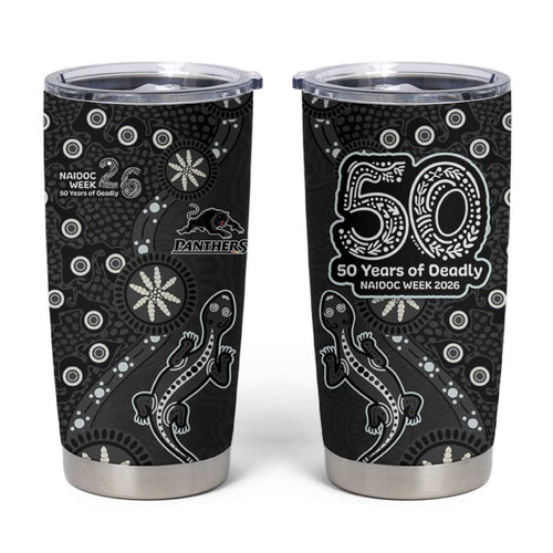 Penrith Panthers NAIDOC Week 2026 Tumbler Cup Aboriginal Lizard Dot Painting - 50 Years of Deadly
