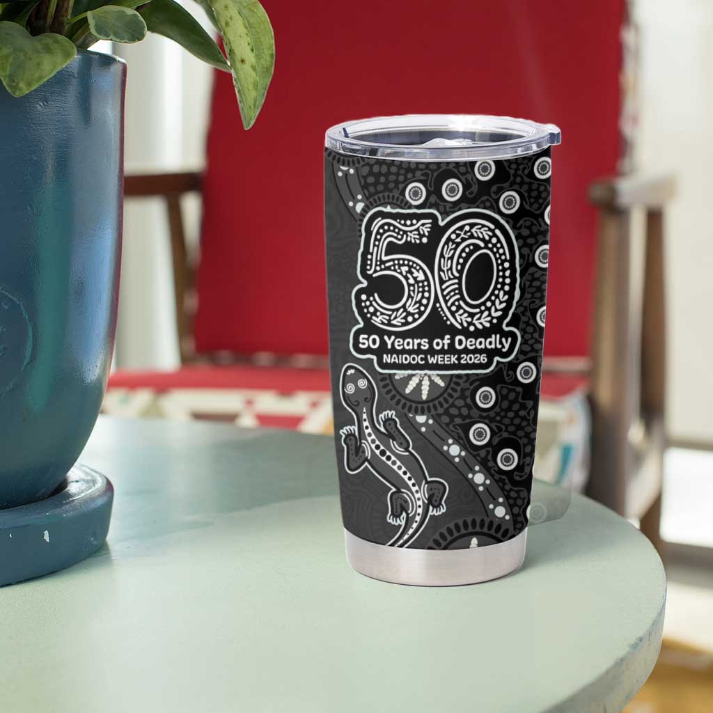 Penrith Panthers NAIDOC Week 2026 Tumbler Cup Aboriginal Lizard Dot Painting - 50 Years of Deadly