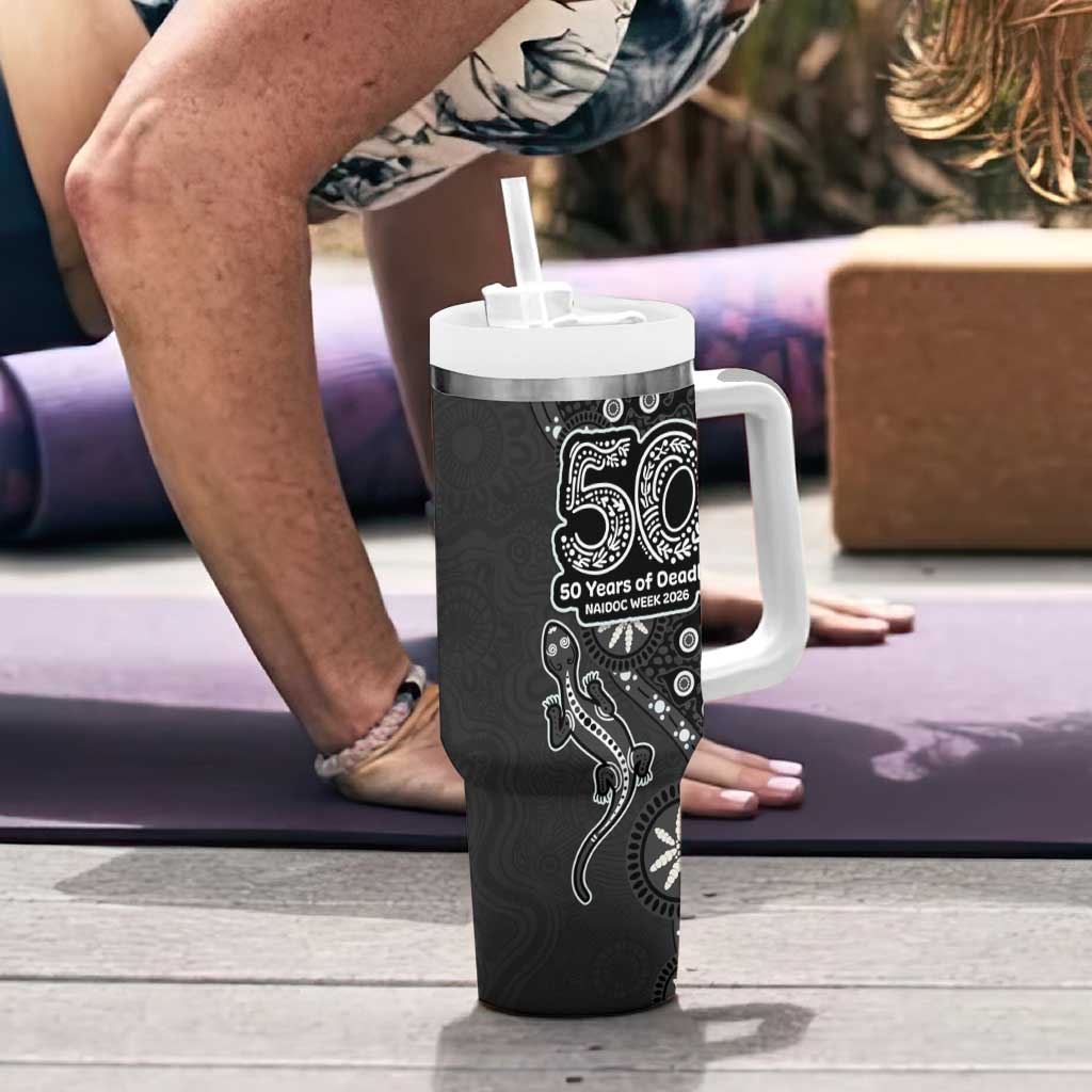 Penrith Panthers NAIDOC Week 2026 Tumbler With Handle Aboriginal Lizard Dot Painting - 50 Years of Deadly