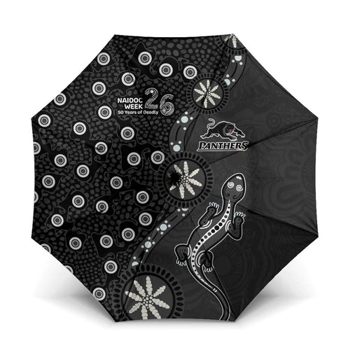 Penrith Panthers NAIDOC Week 2026 Umbrella Aboriginal Lizard Dot Painting - 50 Years of Deadly