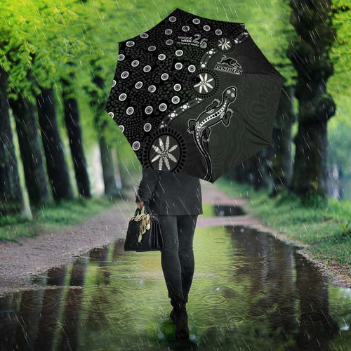 Penrith Panthers NAIDOC Week 2026 Umbrella Aboriginal Lizard Dot Painting - 50 Years of Deadly