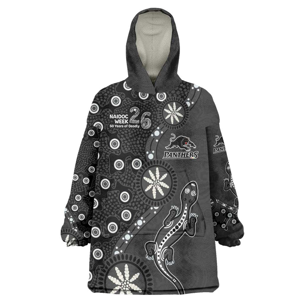 Penrith Panthers NAIDOC Week 2026 Wearable Blanket Hoodie Aboriginal Lizard Dot Painting - 50 Years of Deadly