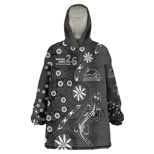 Penrith Panthers NAIDOC Week 2026 Wearable Blanket Hoodie Aboriginal Lizard Dot Painting - 50 Years of Deadly