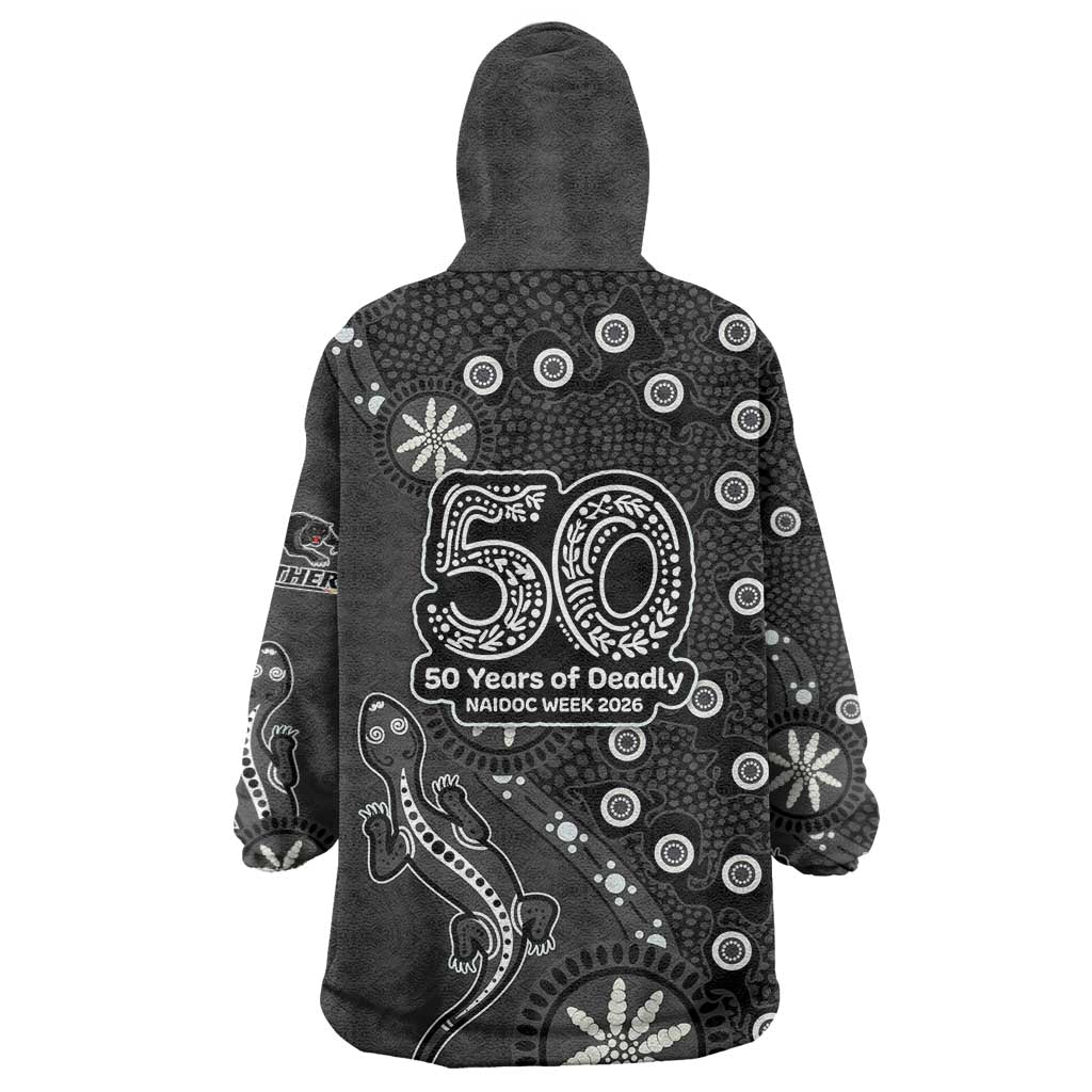 Penrith Panthers NAIDOC Week 2026 Wearable Blanket Hoodie Aboriginal Lizard Dot Painting - 50 Years of Deadly