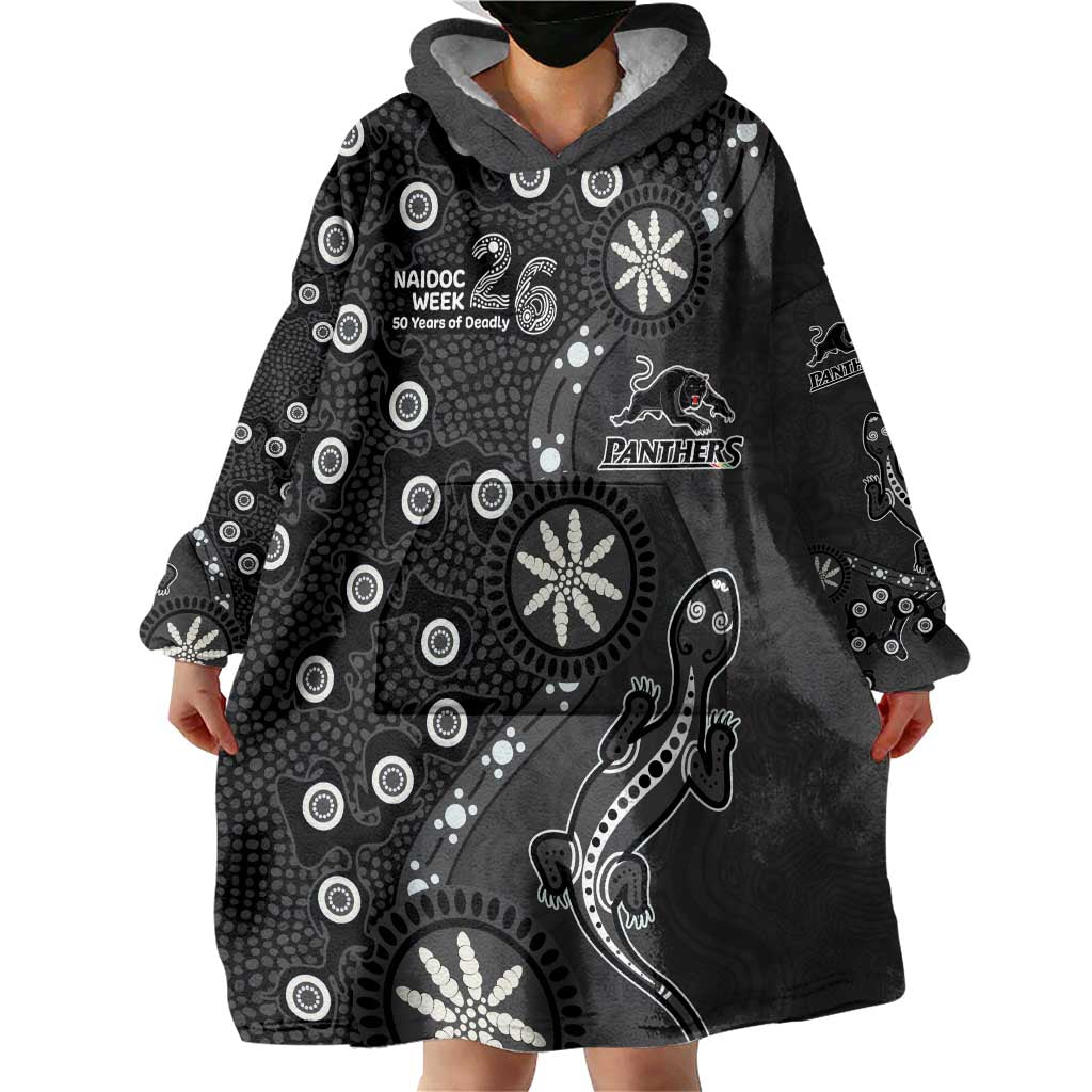 Penrith Panthers NAIDOC Week 2026 Wearable Blanket Hoodie Aboriginal Lizard Dot Painting - 50 Years of Deadly