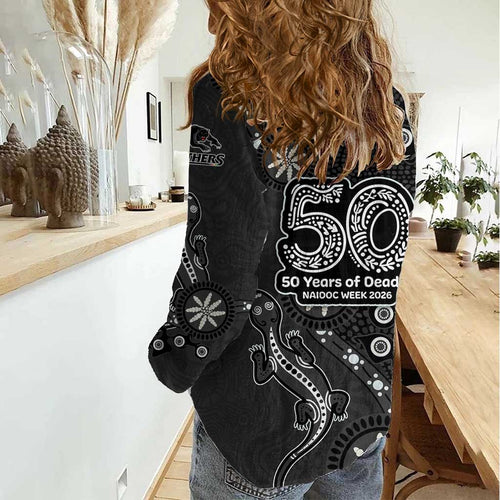 Penrith Panthers NAIDOC Week 2026 Women Casual Shirt Aboriginal Lizard Dot Painting - 50 Years of Deadly