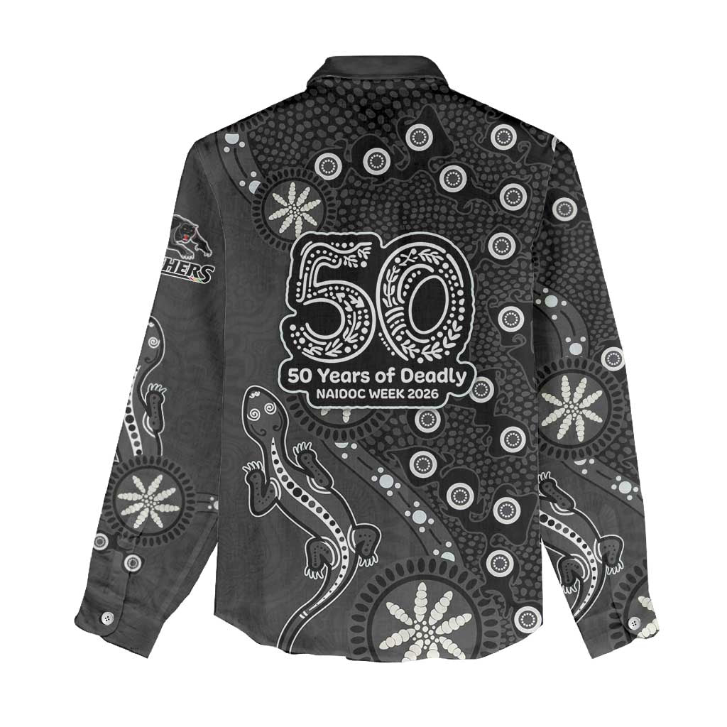 Penrith Panthers NAIDOC Week 2026 Women Casual Shirt Aboriginal Lizard Dot Painting - 50 Years of Deadly