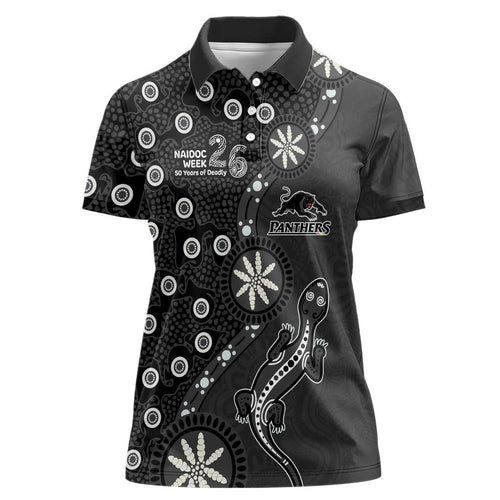 Penrith Panthers NAIDOC Week 2026 Women Polo Shirt Aboriginal Lizard Dot Painting - 50 Years of Deadly