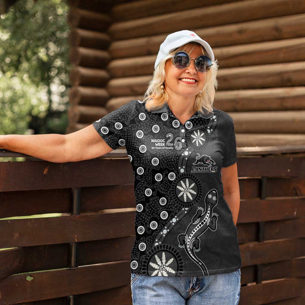 Penrith Panthers NAIDOC Week 2026 Women Polo Shirt Aboriginal Lizard Dot Painting - 50 Years of Deadly