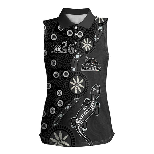 Penrith Panthers NAIDOC Week 2026 Women Sleeveless Polo Shirt Aboriginal Lizard Dot Painting - 50 Years of Deadly