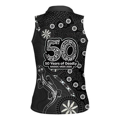 Penrith Panthers NAIDOC Week 2026 Women Sleeveless Polo Shirt Aboriginal Lizard Dot Painting - 50 Years of Deadly