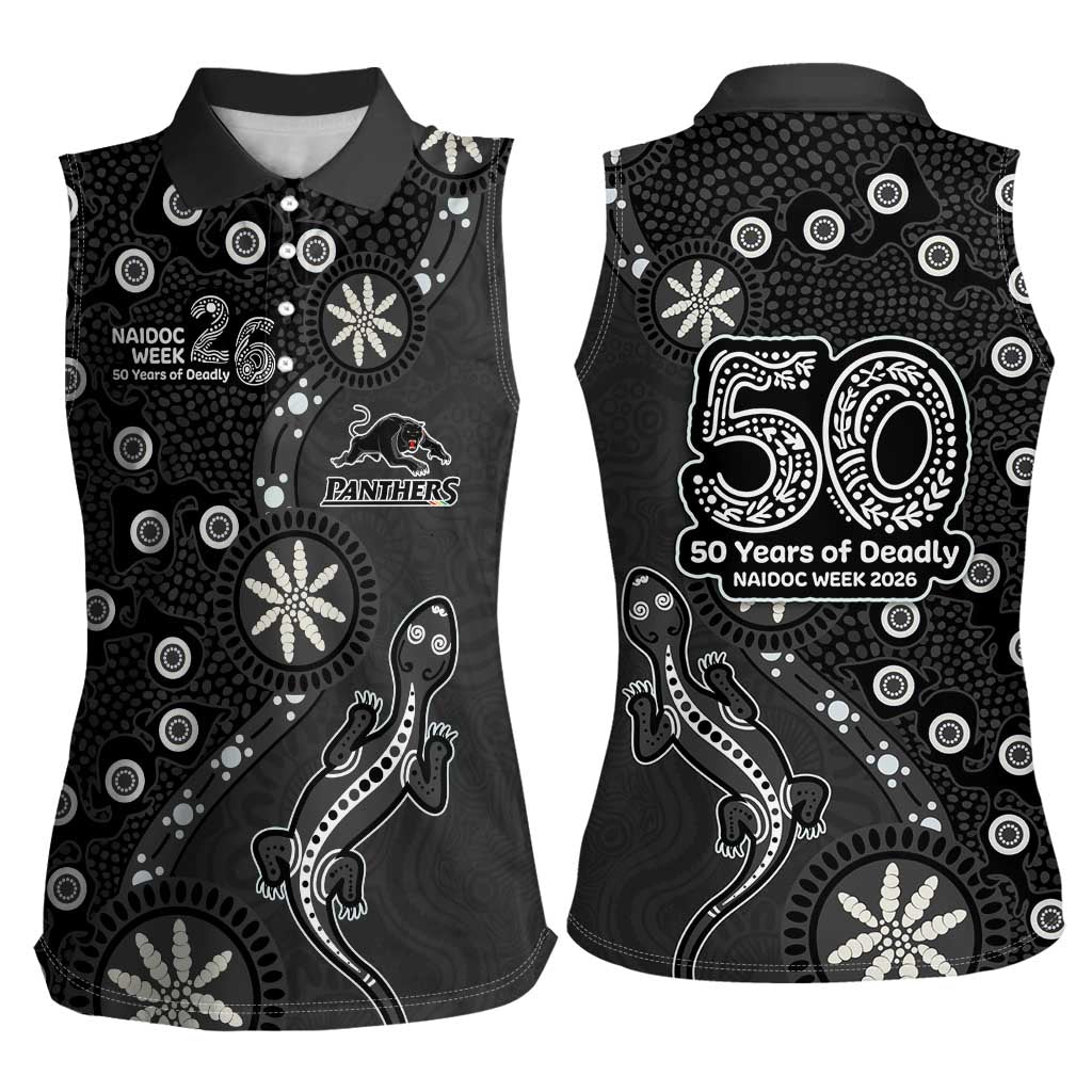 Penrith Panthers NAIDOC Week 2026 Women Sleeveless Polo Shirt Aboriginal Lizard Dot Painting - 50 Years of Deadly