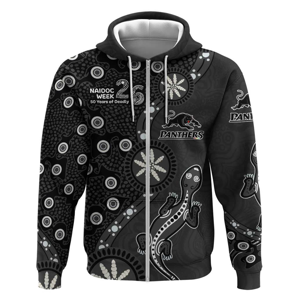 Penrith Panthers NAIDOC Week 2026 Zip Hoodie Aboriginal Lizard Dot Painting - 50 Years of Deadly