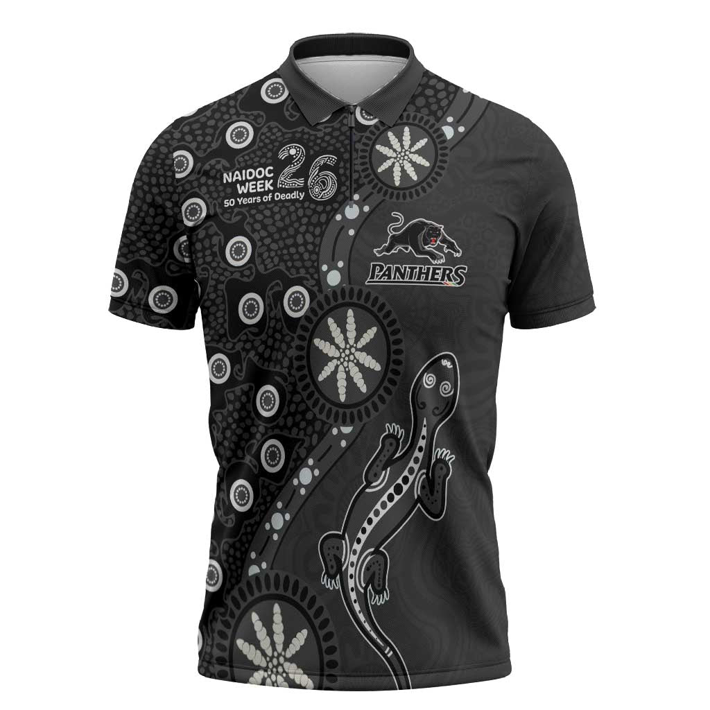Penrith Panthers NAIDOC Week 2026 Zipper Polo Shirt Aboriginal Lizard Dot Painting - 50 Years of Deadly