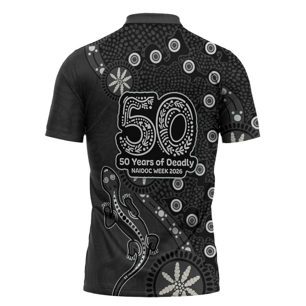Penrith Panthers NAIDOC Week 2026 Zipper Polo Shirt Aboriginal Lizard Dot Painting - 50 Years of Deadly