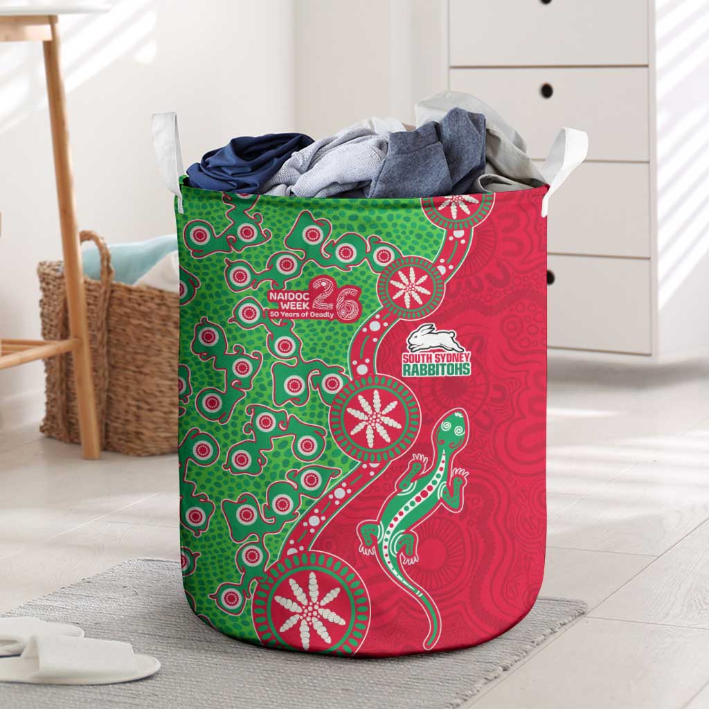 South Sydney Rabbitohs NAIDOC Week 2026 Laundry Basket Aboriginal Lizard Dot Painting - 50 Years of Deadly
