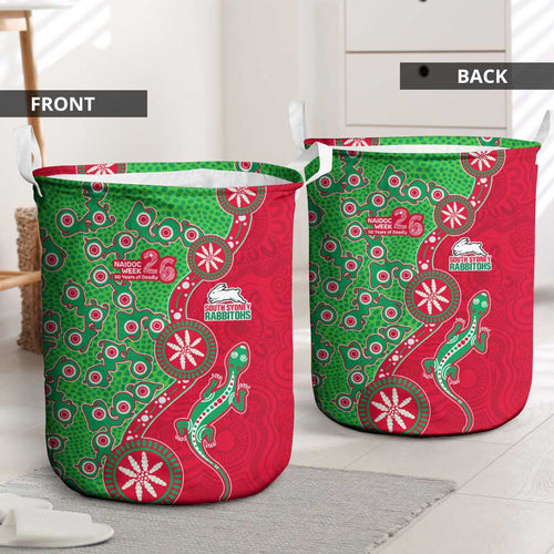 South Sydney Rabbitohs NAIDOC Week 2026 Laundry Basket Aboriginal Lizard Dot Painting - 50 Years of Deadly