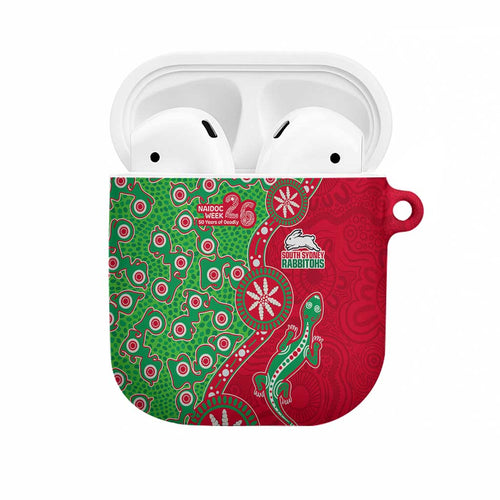 South Sydney Rabbitohs NAIDOC Week 2026 AirPods Case Aboriginal Lizard Dot Painting - 50 Years of Deadly