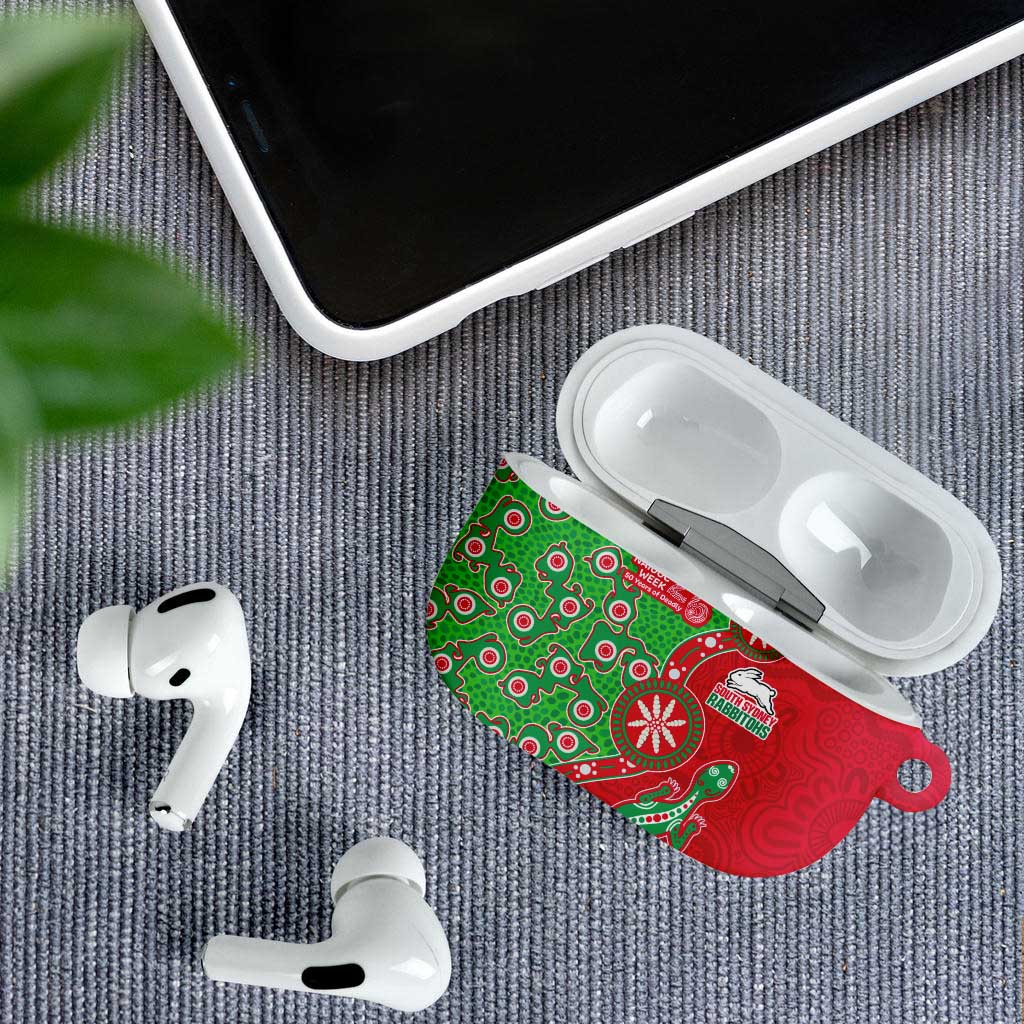South Sydney Rabbitohs NAIDOC Week 2026 AirPods Case Aboriginal Lizard Dot Painting - 50 Years of Deadly