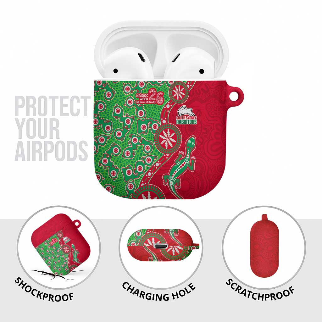 South Sydney Rabbitohs NAIDOC Week 2026 AirPods Case Aboriginal Lizard Dot Painting - 50 Years of Deadly