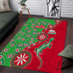 South Sydney Rabbitohs NAIDOC Week 2026 Area Rug Aboriginal Lizard Dot Painting - 50 Years of Deadly