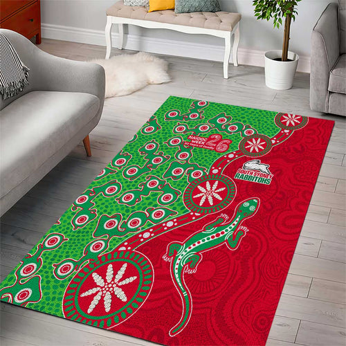 South Sydney Rabbitohs NAIDOC Week 2026 Area Rug Aboriginal Lizard Dot Painting - 50 Years of Deadly