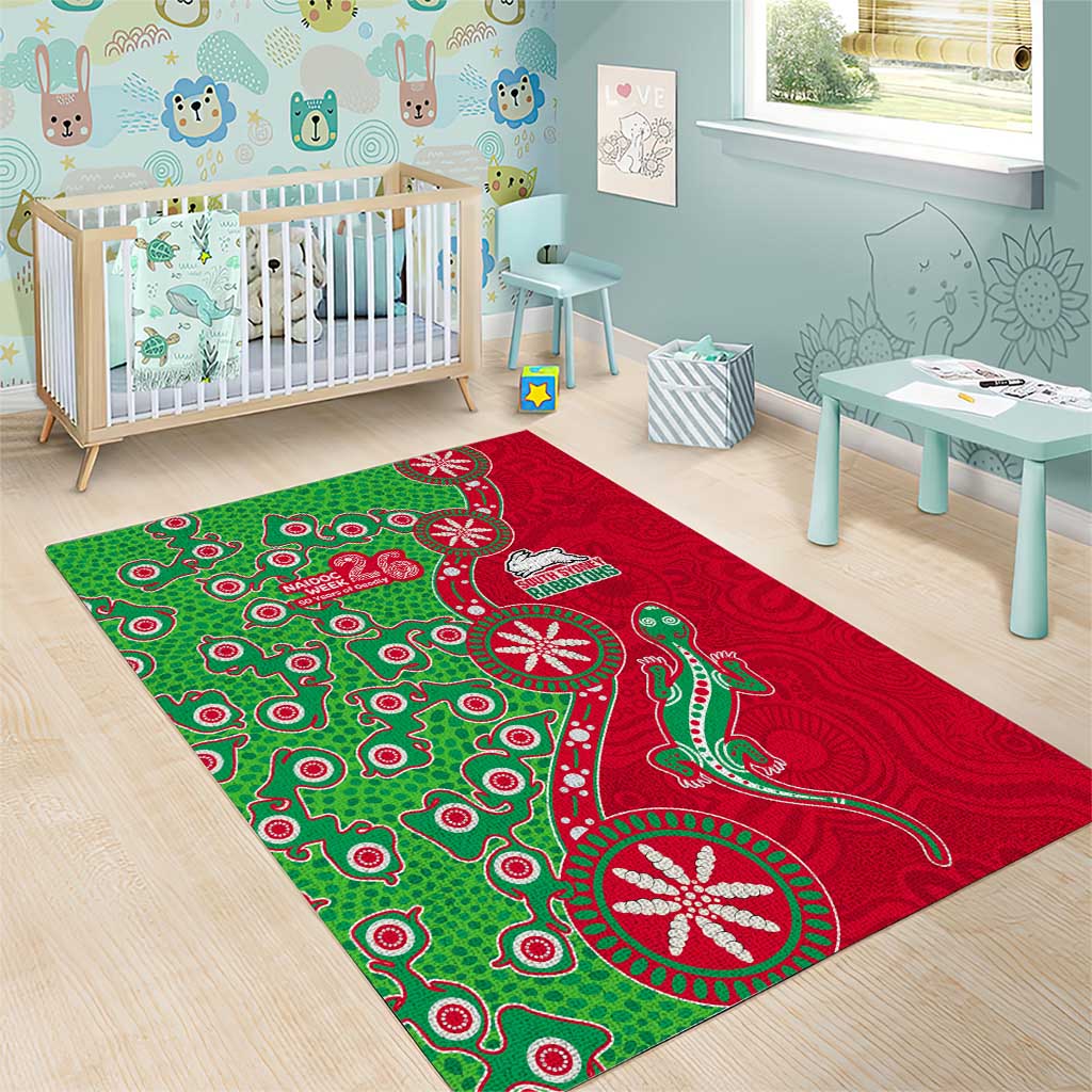South Sydney Rabbitohs NAIDOC Week 2026 Area Rug Aboriginal Lizard Dot Painting - 50 Years of Deadly