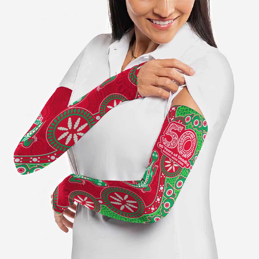 South Sydney Rabbitohs NAIDOC Week 2026 Arm Sleeves Aboriginal Lizard Dot Painting - 50 Years of Deadly