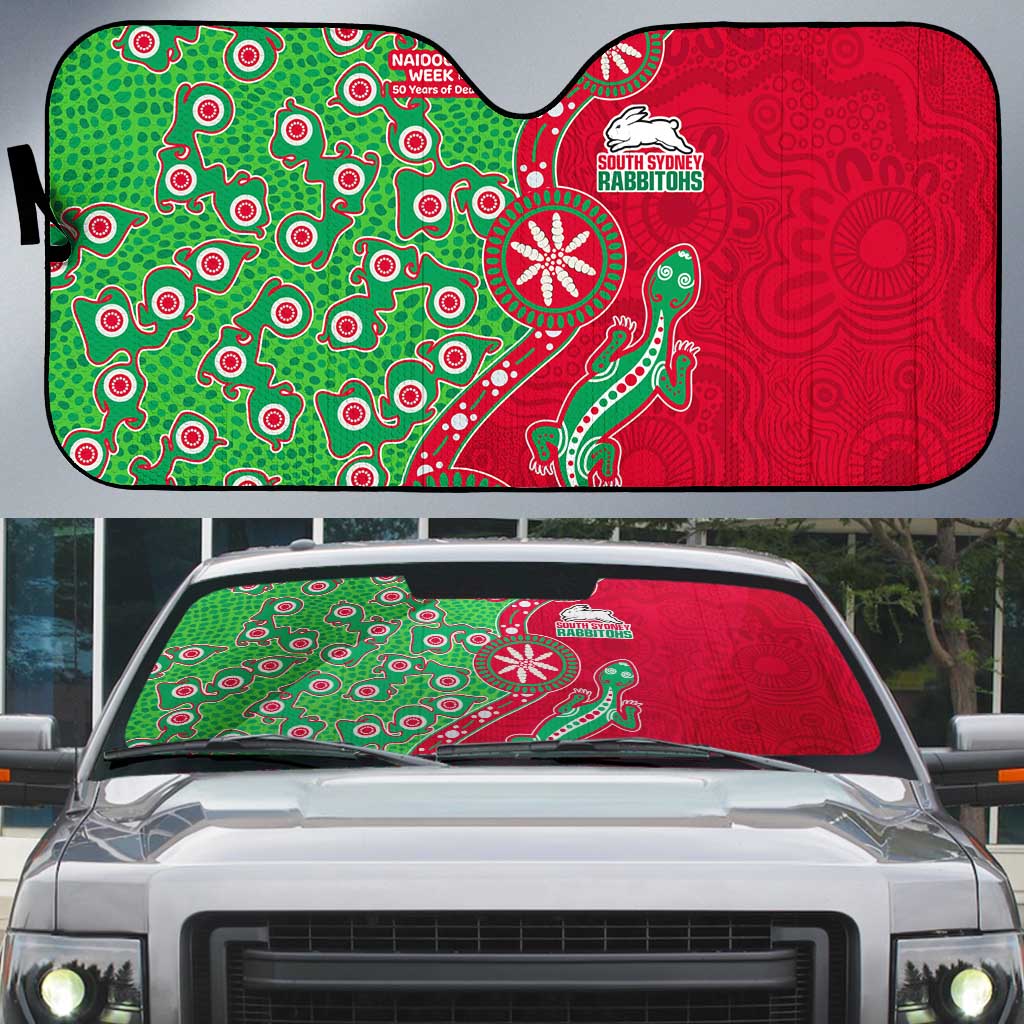 South Sydney Rabbitohs NAIDOC Week 2026 Auto Sun Shade Aboriginal Lizard Dot Painting - 50 Years of Deadly