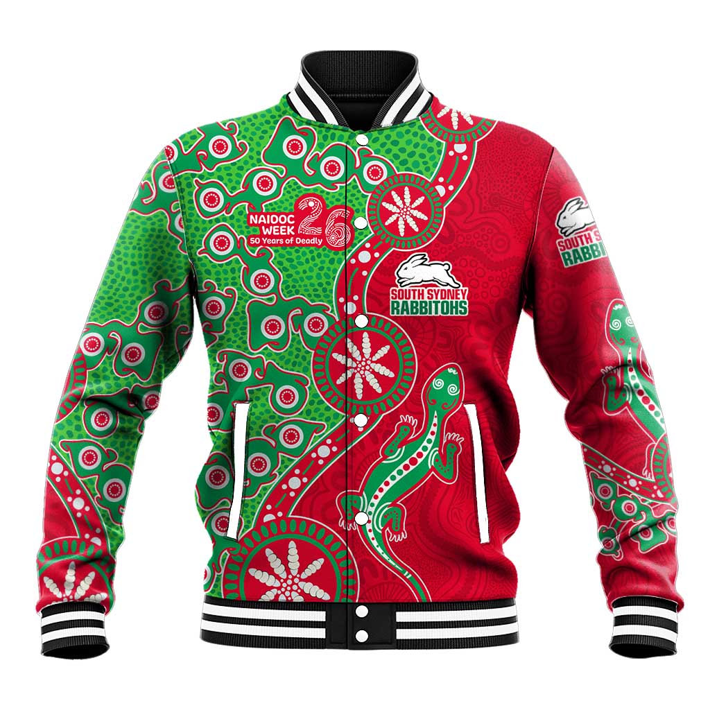 South Sydney Rabbitohs NAIDOC Week 2026 Baseball Jacket Aboriginal Lizard Dot Painting - 50 Years of Deadly