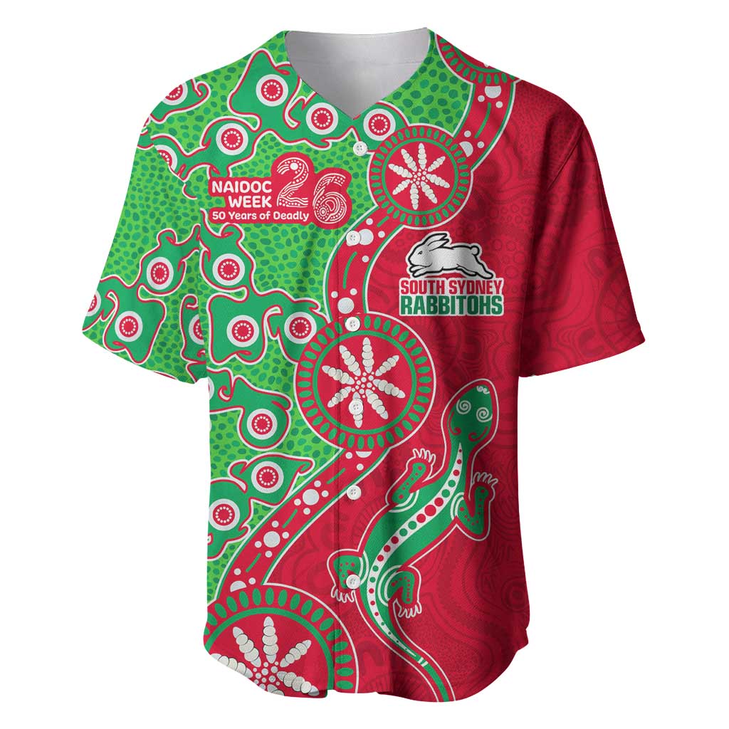 South Sydney Rabbitohs NAIDOC Week 2026 Baseball Jersey Aboriginal Lizard Dot Painting - 50 Years of Deadly