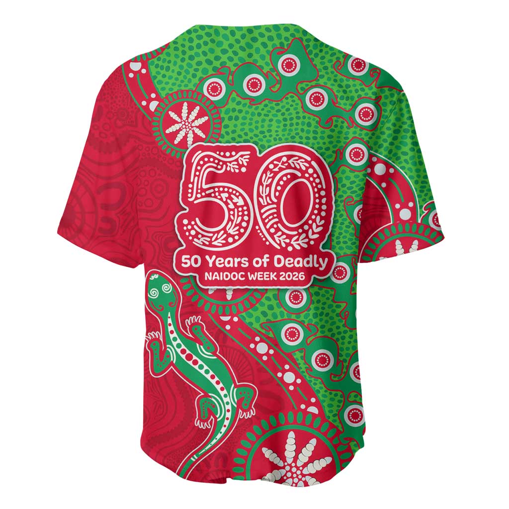 South Sydney Rabbitohs NAIDOC Week 2026 Baseball Jersey Aboriginal Lizard Dot Painting - 50 Years of Deadly