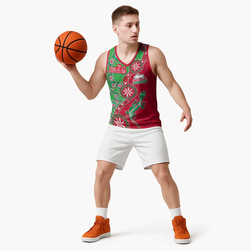 South Sydney Rabbitohs NAIDOC Week 2026 Basketball Jersey Aboriginal Lizard Dot Painting - 50 Years of Deadly