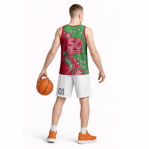 South Sydney Rabbitohs NAIDOC Week 2026 Basketball Jersey Aboriginal Lizard Dot Painting - 50 Years of Deadly