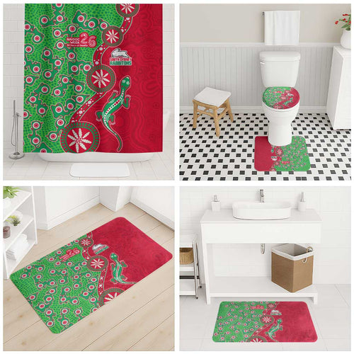 South Sydney Rabbitohs NAIDOC Week 2026 Bathroom Set Aboriginal Lizard Dot Painting - 50 Years of Deadly