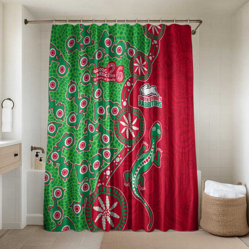 South Sydney Rabbitohs NAIDOC Week 2026 Bathroom Set Aboriginal Lizard Dot Painting - 50 Years of Deadly