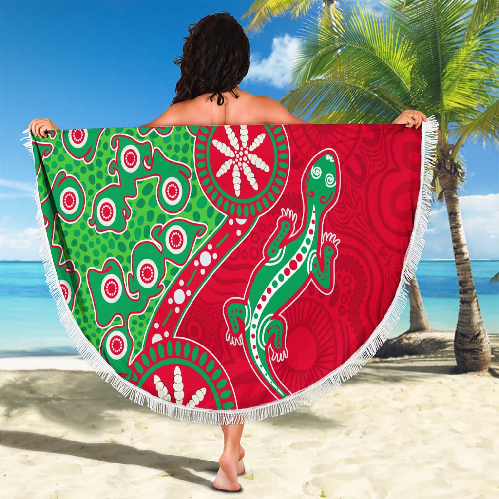 South Sydney Rabbitohs NAIDOC Week 2026 Beach Blanket Aboriginal Lizard Dot Painting - 50 Years of Deadly