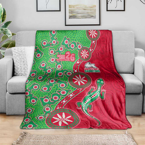 South Sydney Rabbitohs NAIDOC Week 2026 Blanket Aboriginal Lizard Dot Painting - 50 Years of Deadly