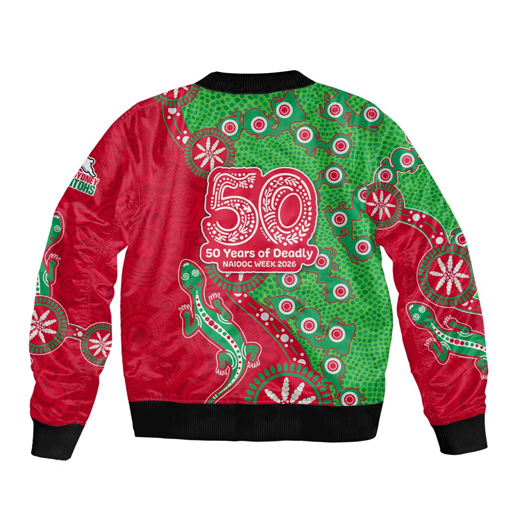 South Sydney Rabbitohs NAIDOC Week 2026 Bomber Jacket Aboriginal Lizard Dot Painting - 50 Years of Deadly