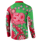South Sydney Rabbitohs NAIDOC Week 2026 Button Sweatshirt Aboriginal Lizard Dot Painting - 50 Years of Deadly
