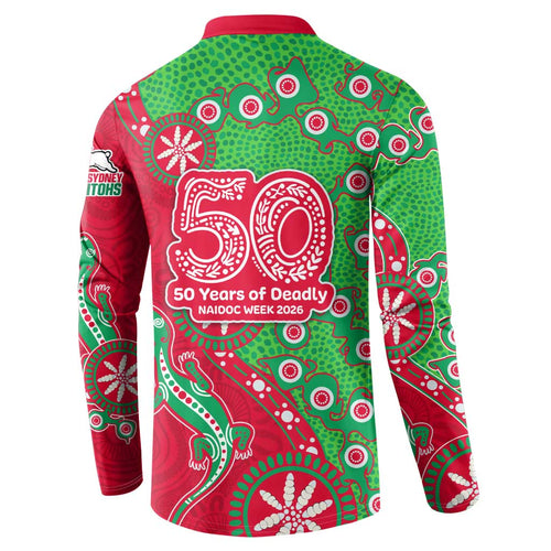 South Sydney Rabbitohs NAIDOC Week 2026 Button Sweatshirt Aboriginal Lizard Dot Painting - 50 Years of Deadly
