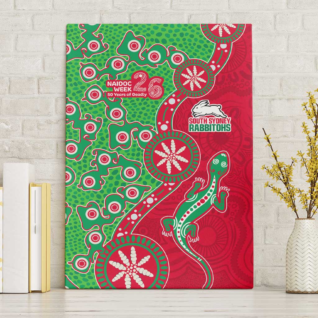 South Sydney Rabbitohs NAIDOC Week 2026 Canvas Wall Art Aboriginal Lizard Dot Painting - 50 Years of Deadly