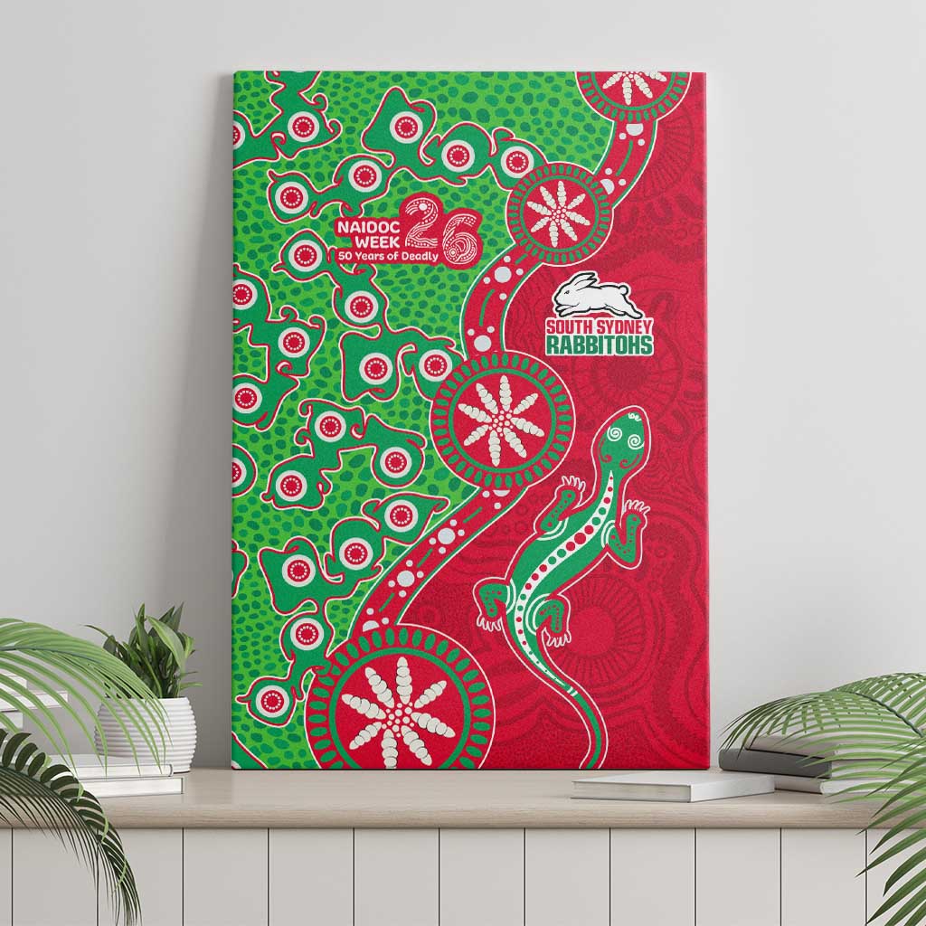 South Sydney Rabbitohs NAIDOC Week 2026 Canvas Wall Art Aboriginal Lizard Dot Painting - 50 Years of Deadly