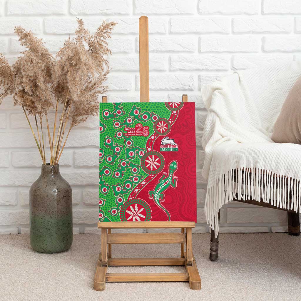 South Sydney Rabbitohs NAIDOC Week 2026 Canvas Wall Art Aboriginal Lizard Dot Painting - 50 Years of Deadly