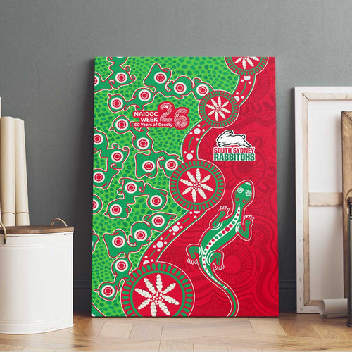 South Sydney Rabbitohs NAIDOC Week 2026 Canvas Wall Art Aboriginal Lizard Dot Painting - 50 Years of Deadly